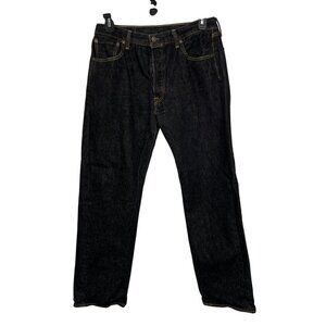 Levis 501 Original Fit Mens Jeans Button Fly Black Sz 35x34 Hemmed to 31” Inseam